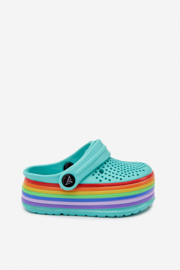 Kinderen lichte turquoise slippers met bandjes Tansy 2