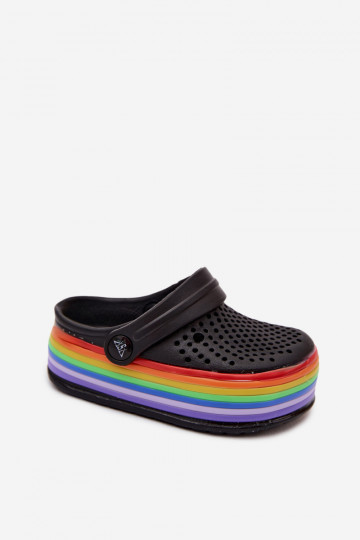 Kinderen lichte zwarte slippers met bandjes Tansy