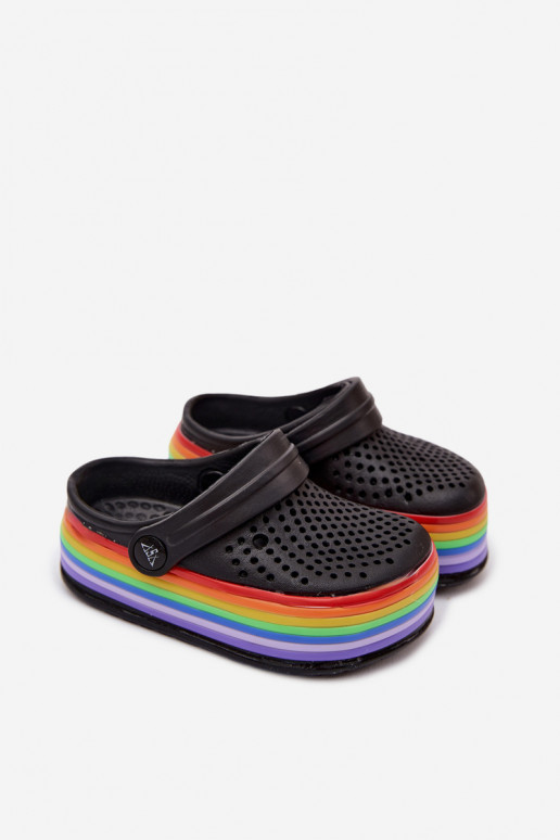 Kinderen lichte zwarte slippers met bandjes Tansy