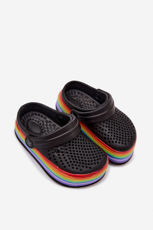 Kinderen lichte zwarte slippers met bandjes Tansy