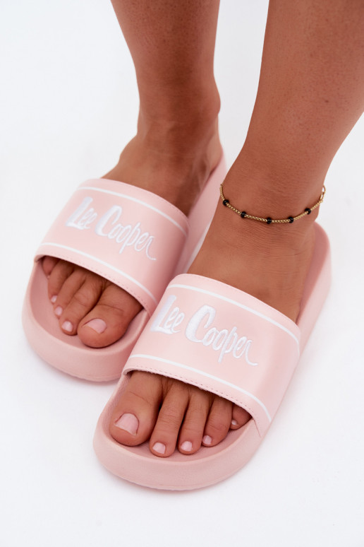 Dames roze slippers met platform Lee Cooper