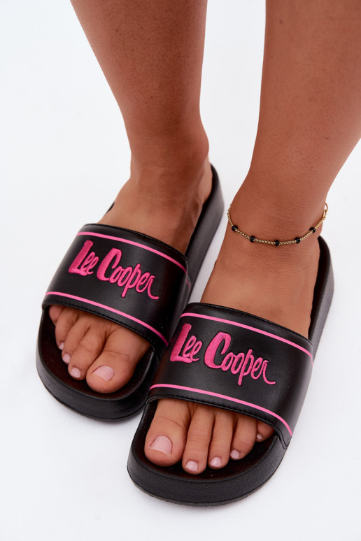 Dames zwarte slippers met platform Lee Cooper