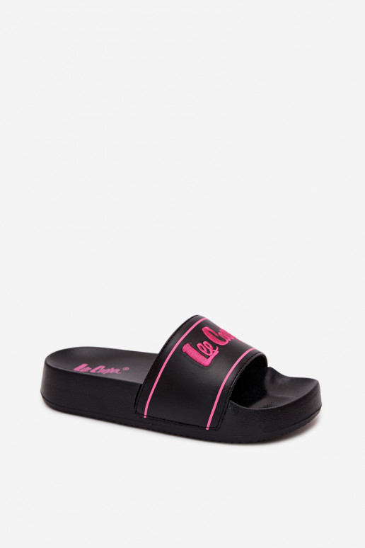 Dames zwarte slippers met platform Lee Cooper