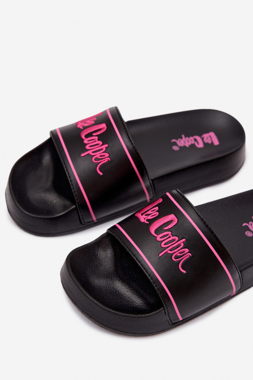 Dames zwarte slippers met platform Lee Cooper