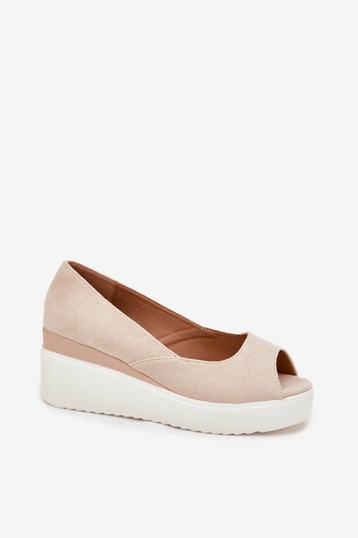 Beige dames platform sandalen van faux suede "Velira"