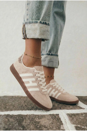 Heren sandkleurige sneakers met bandjes Chrissy