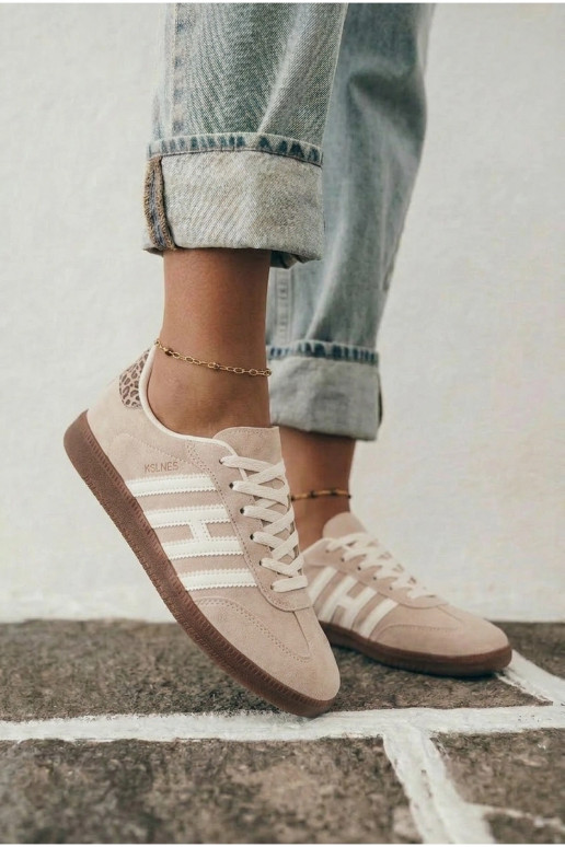 Heren sandkleurige sneakers met bandjes Chrissy