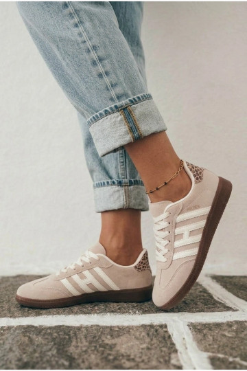 Heren sandkleurige sneakers met bandjes Chrissy 2