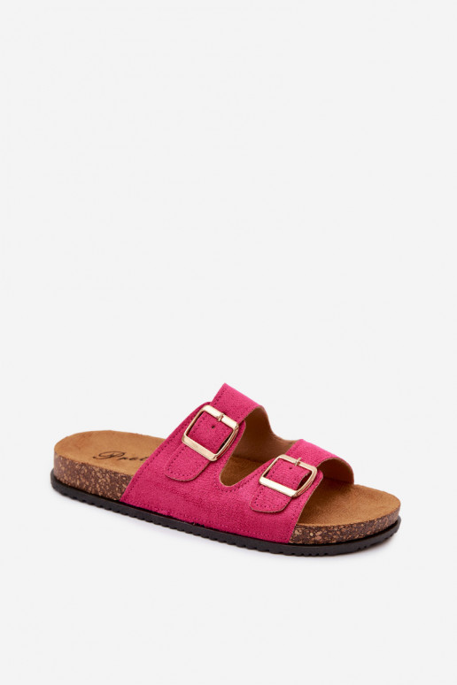 Dames roze slippers met gespen Brigid