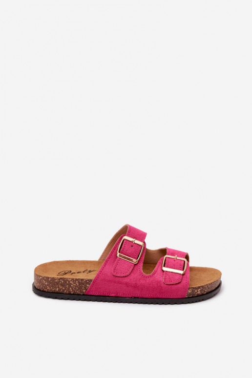 Dames roze slippers met gespen Brigid