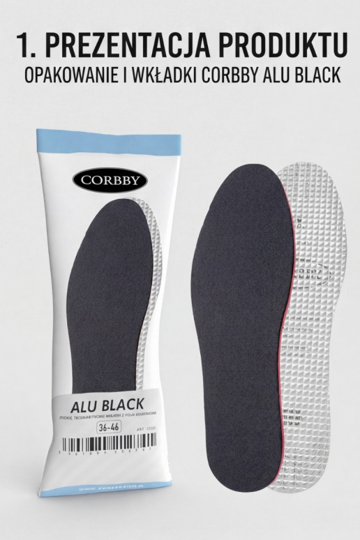 Corbby ALU ZWART Drielaagse inlegzolen met aluminiumfolie