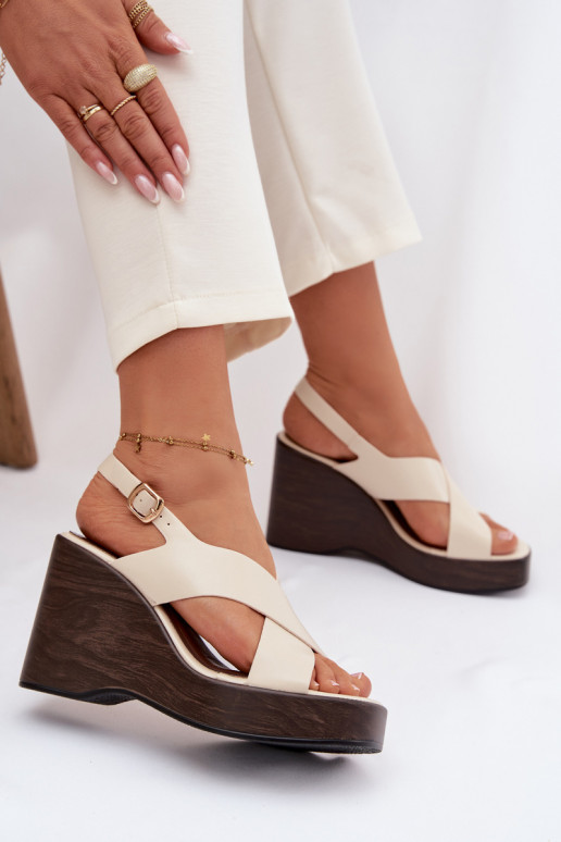 Dames sandalen van kunstleer in zandkleur Janivra