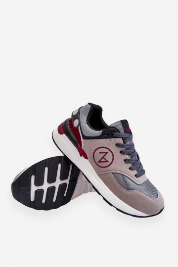 Heren sportschoenen met veters in grijs-zwart Stephen 2