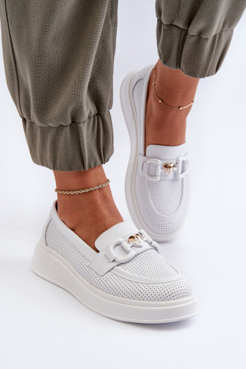 Dames loafers op platform in witte kleur S.Barski LR720