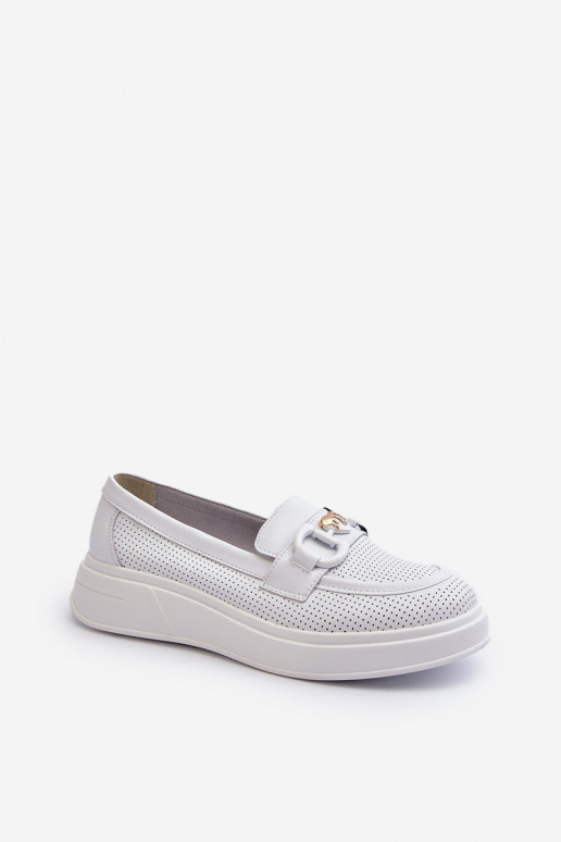 Dames loafers op platform in witte kleur S.Barski LR720