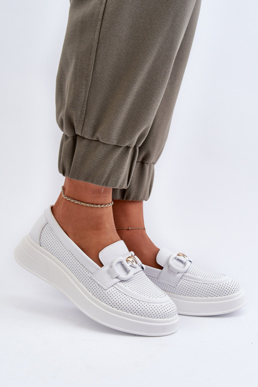 Dames loafers op platform in witte kleur S.Barski LR720