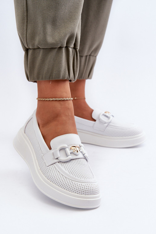 Dames loafers op platform in witte kleur S.Barski LR720
