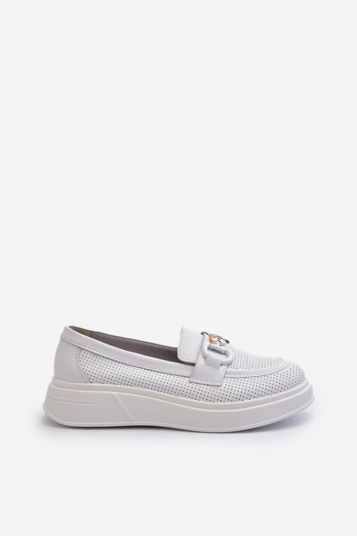 Dames loafers op platform in witte kleur S.Barski LR720