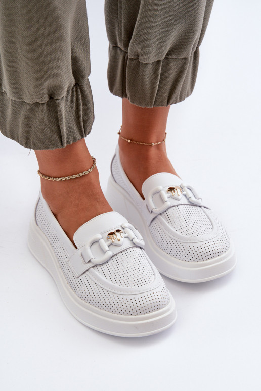 Dames loafers op platform in witte kleur S.Barski LR720