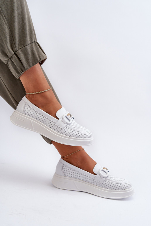 Dames loafers op platform in witte kleur S.Barski LR720