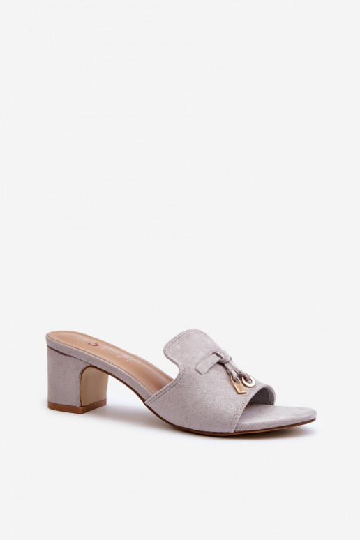 Dames slippers met kunstsuède hakken in grijze kleur Jemenna
