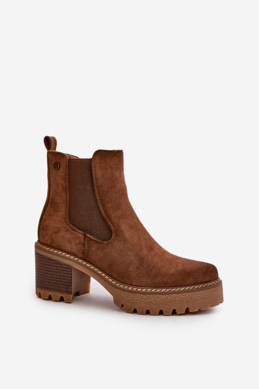 Dames geïsoleerde enkellaarsjes van faux suede in bruine kleur Irissinae