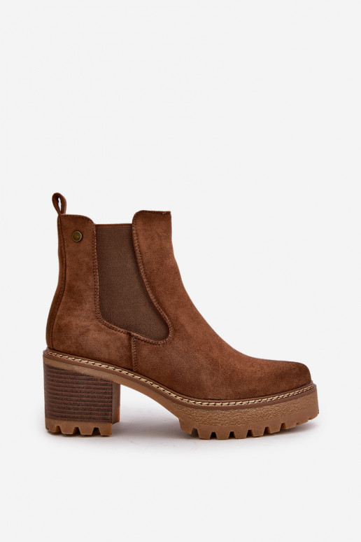 Dames geïsoleerde enkellaarsjes van faux suede in bruine kleur Irissinae