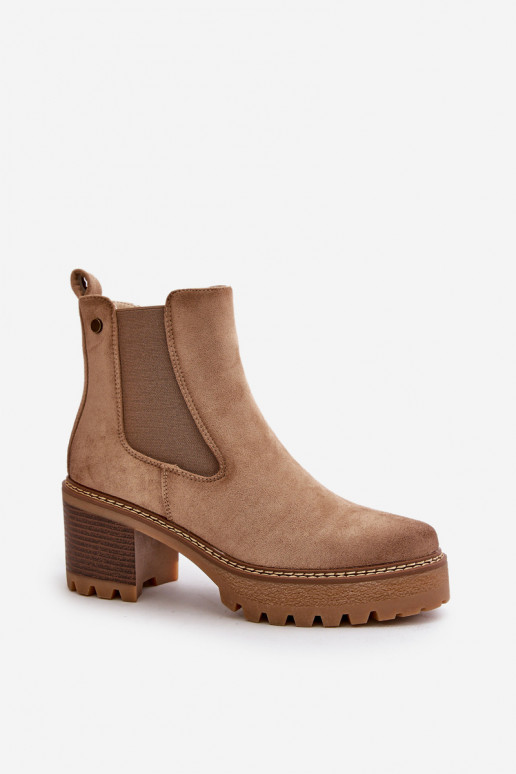 Dames geïsoleerde enkellaarsjes van faux suede in zandkleur Irissinae