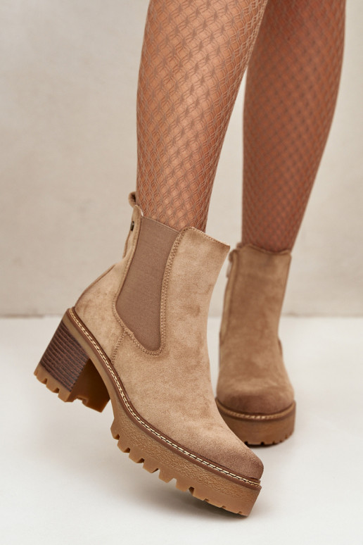 Dames geïsoleerde enkellaarsjes van faux suede in zandkleur Irissinae