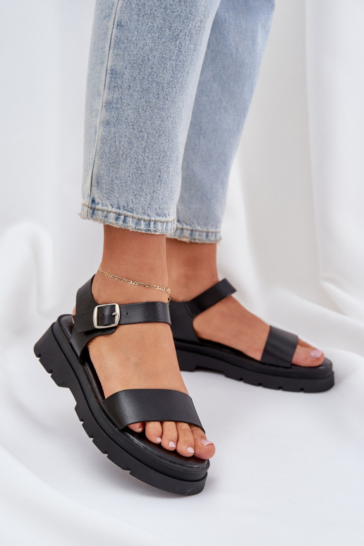 Zwarte dames sandalen met platform Evaretha