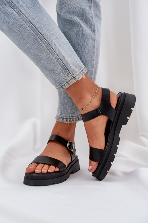 Zwarte dames sandalen met platform Evaretha