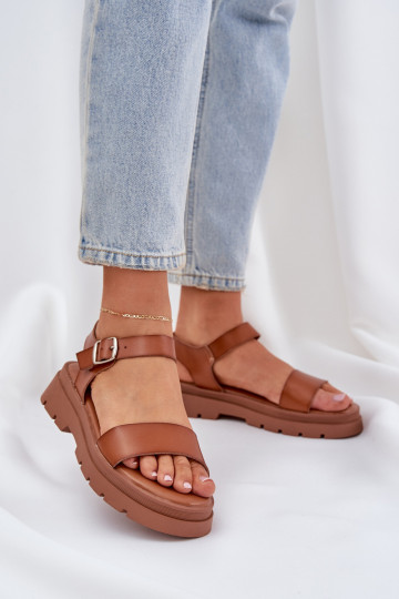 Bruine dames sandalen met platform Evaretha