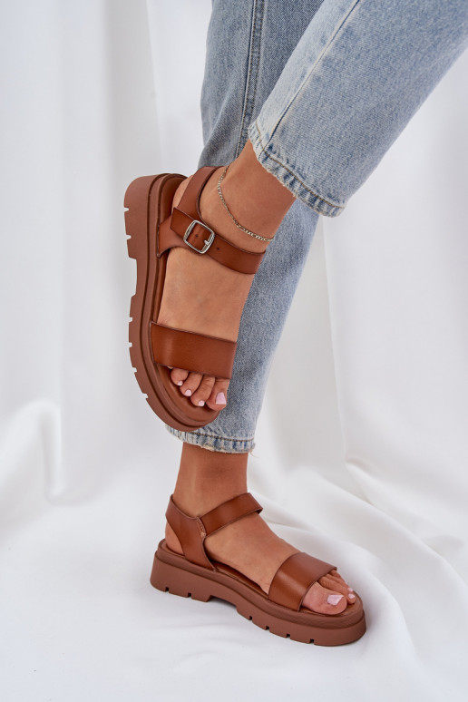 Bruine dames sandalen met platform Evaretha