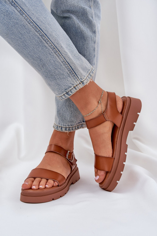 Bruine dames sandalen met platform Evaretha