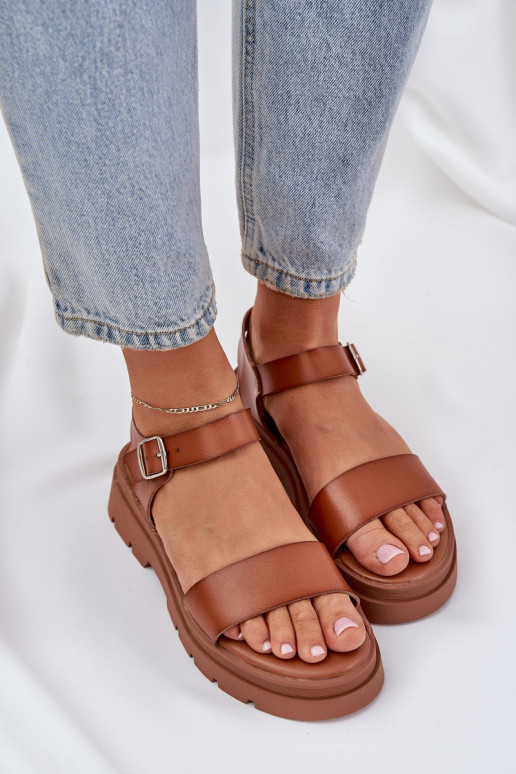 Bruine dames sandalen met platform Evaretha