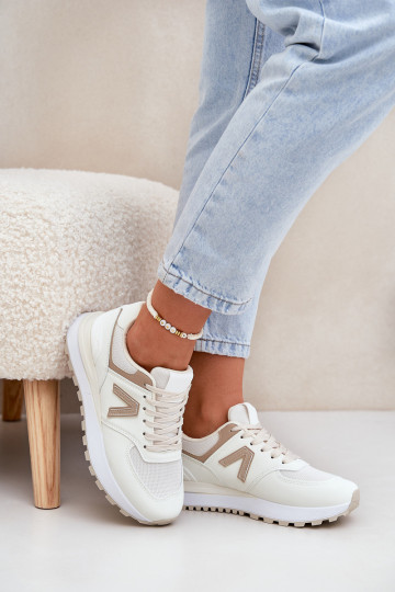Dames sneakers van zandkleurig faux leather Berieta