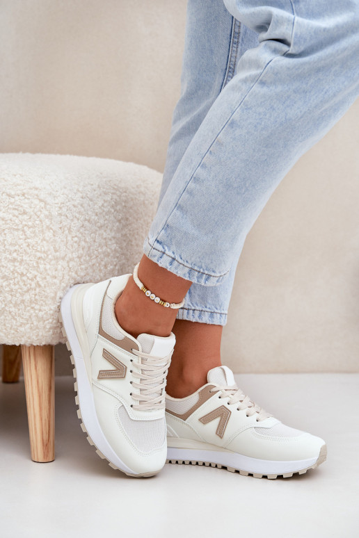 Dames sneakers van zandkleurig faux leather Berieta