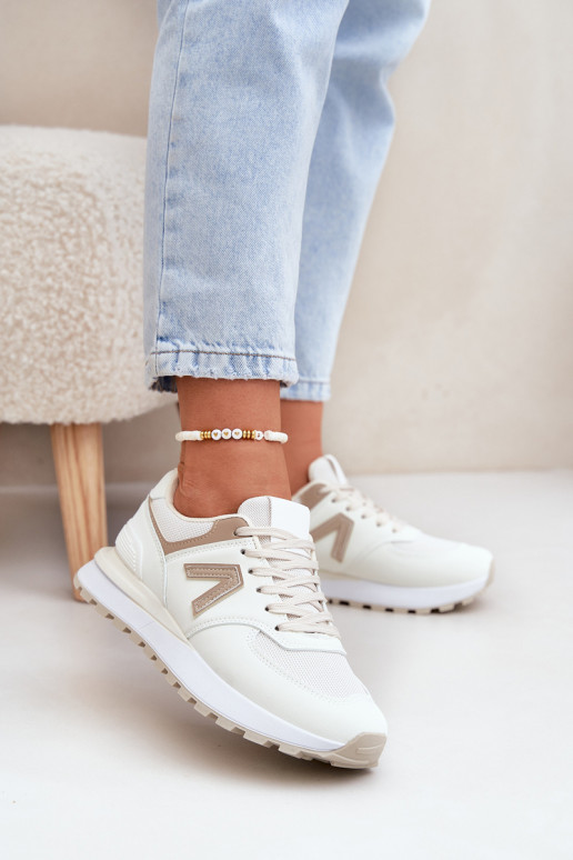 Dames sneakers van zandkleurig faux leather Berieta