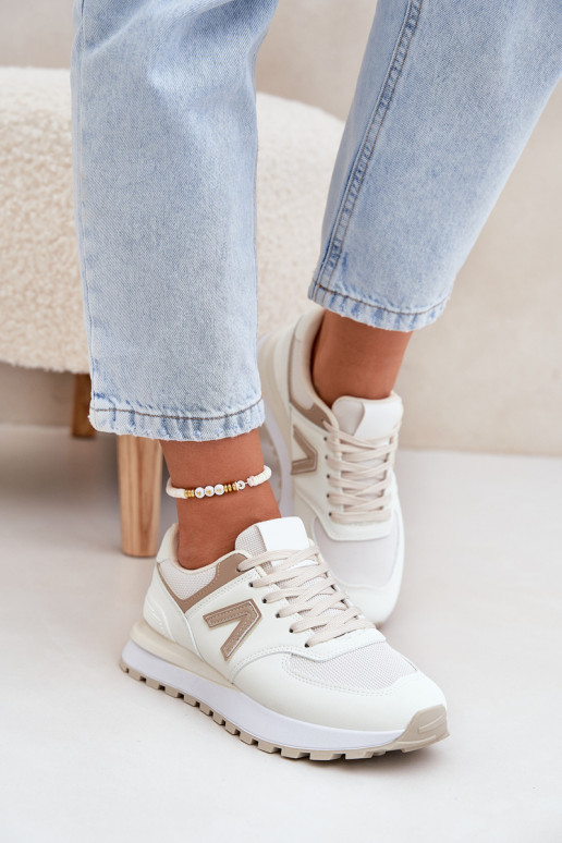 Dames sneakers van zandkleurig faux leather Berieta