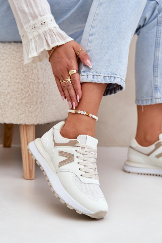 Dames sneakers van zandkleurig faux leather Berieta
