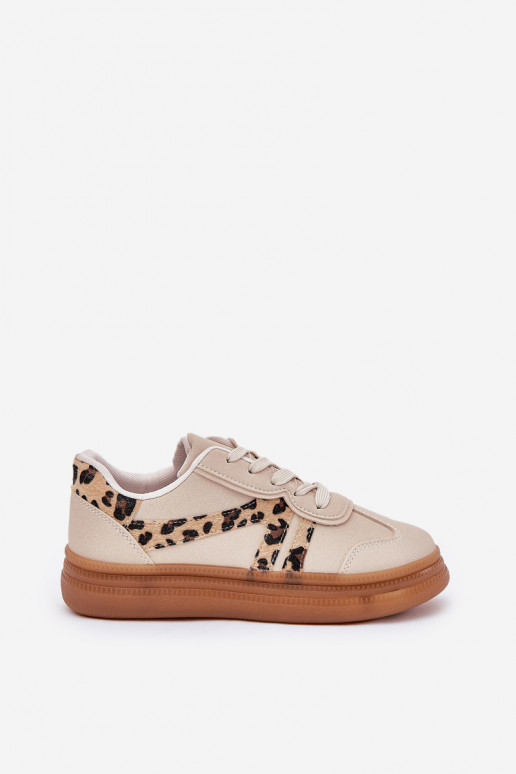 Dames sneakers met platform en luipaardprint in zand Totter