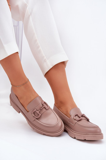 Dames instappers met decoratieve details in khaki faux leather Seftass