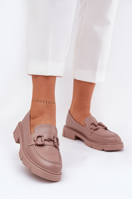 Dames instappers met decoratieve details in khaki faux leather Seftass