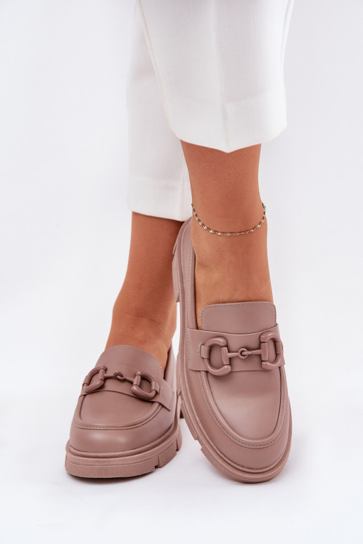 Dames instappers met decoratieve details in khaki faux leather Seftass