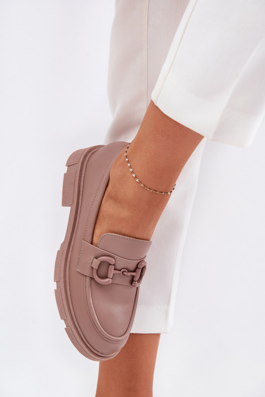 Dames instappers met decoratieve details in khaki faux leather Seftass