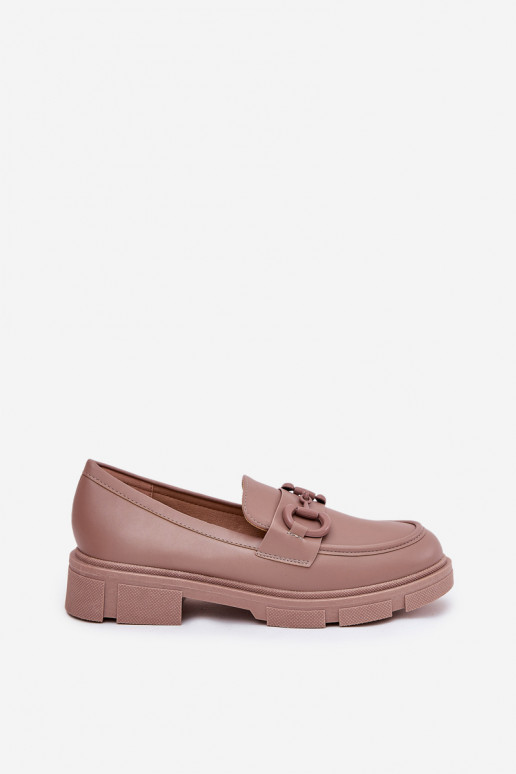 Dames instappers met decoratieve details in khaki faux leather Seftass