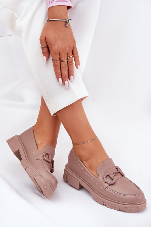 Dames instappers met decoratieve details in khaki faux leather Seftass