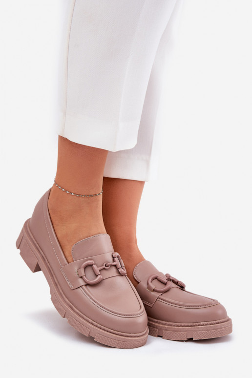 Dames instappers met decoratieve details in khaki faux leather Seftass