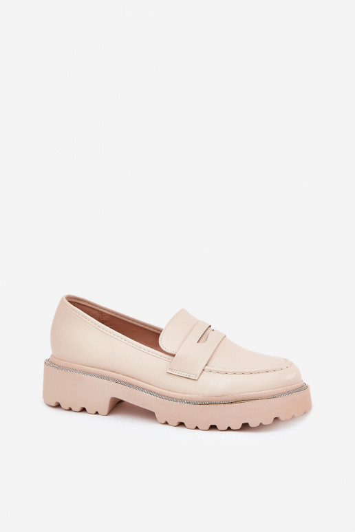 dames mocassins van faux leer met sprankelende oogjes in zand INilamla