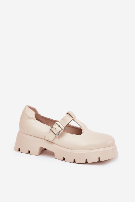 dames schoenen met gespen op platform in zand Venda